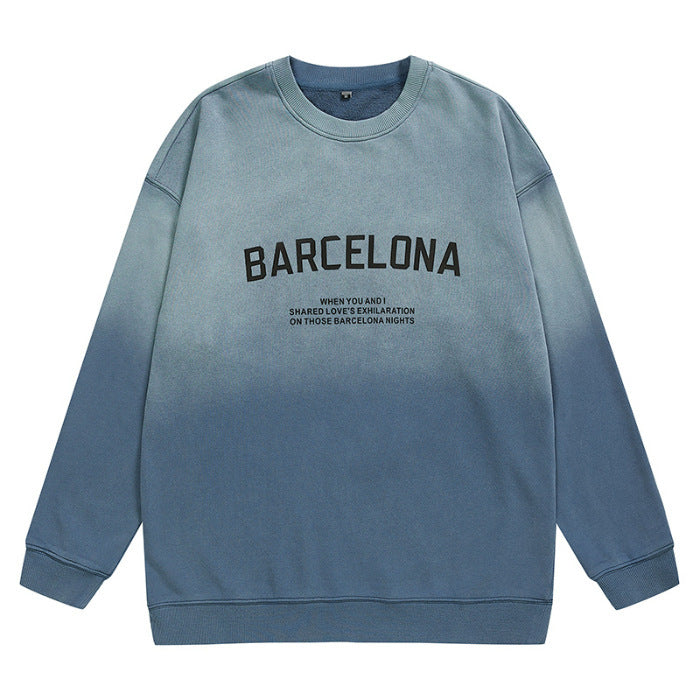 Amerikaanse Stijl Sweater van Katoen met Ronde Hals en Letterprint voor Heren & Jongens