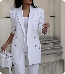 Unieke Elegante Casual Business Effen Kleur 2-delige Slim Fit Pak * Revers Blazer & Smalle Pijpen Pantalon met Knoopsluiting voor Dames/Plus-size & Meiden