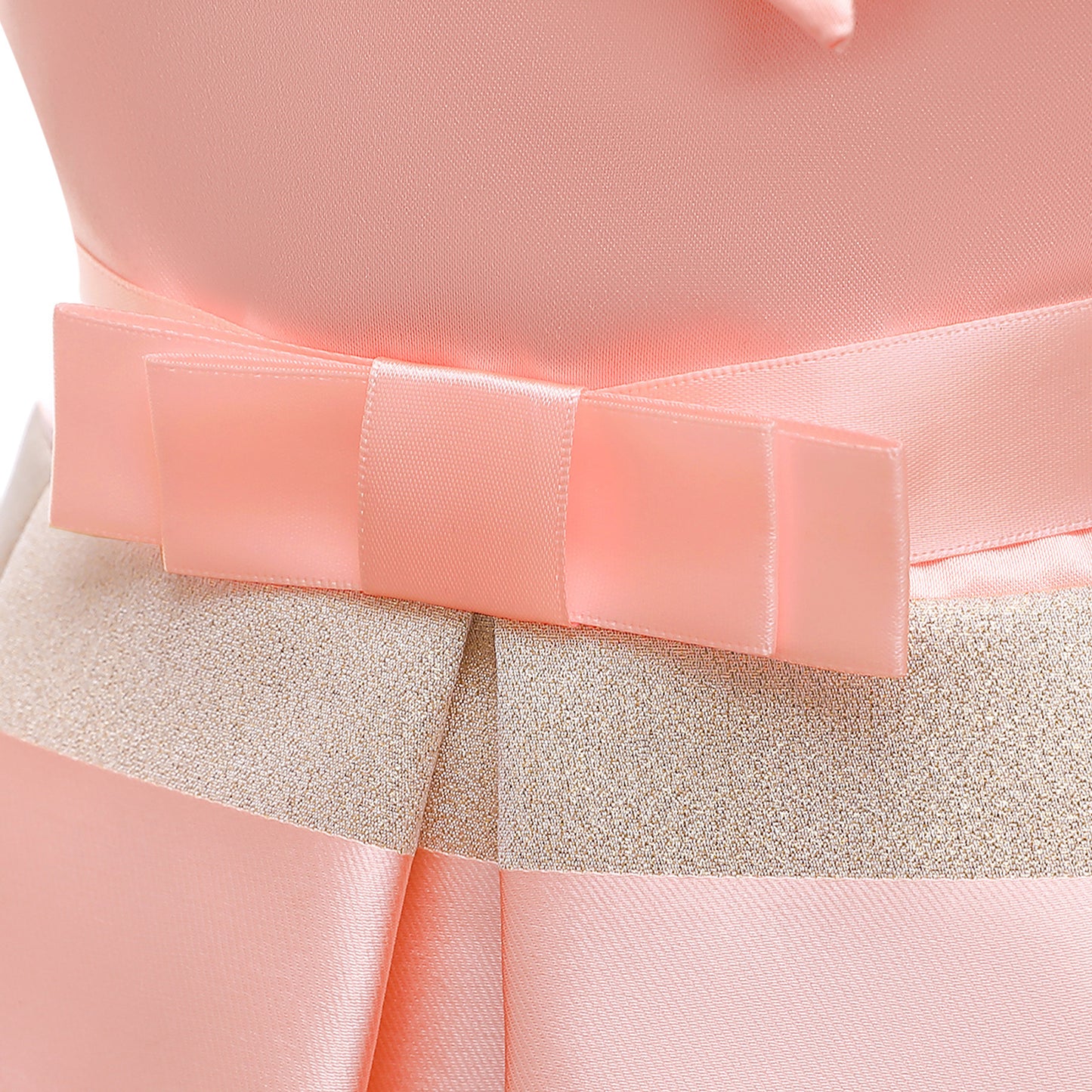 Modieuze Elegante Mouwloze Gestreepte Cold-Shoulder Feestjurk met Strik en Ritssluiting voor Meisjes