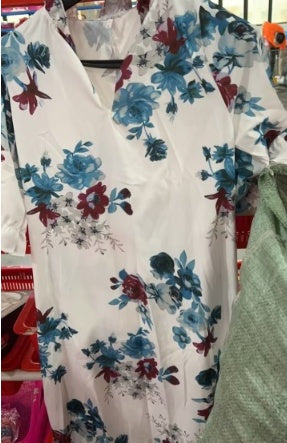 Stijlvolle Elegante Bedrukte Bloemenprint Maxi-jurk met Lange Mouwen en V-hals voor Dames & Plus-size