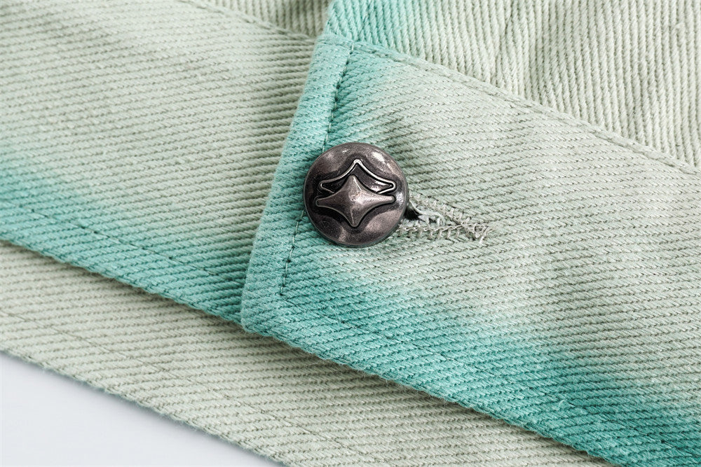 Casual Handgeschilderde Groene Outline Jacket voor Heren & Dames/ Plus-size