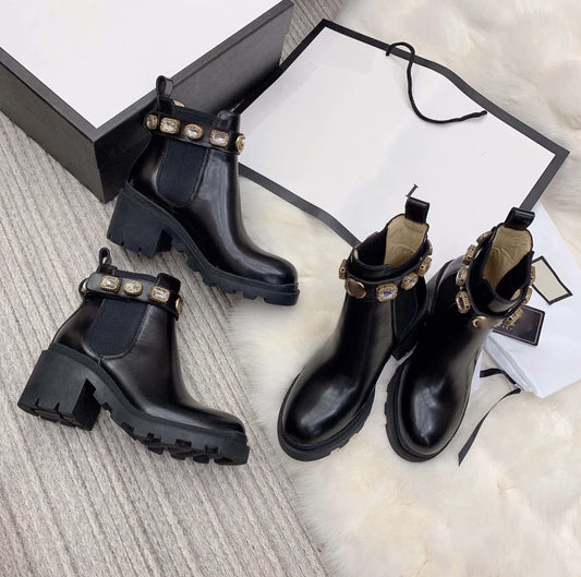 Europese en Amerikaanse Stijlvolle Casual Effen Kleur Steve Madden Amulet Slip On Enkellaarzen van PU-Leer voor Dames & Meiden