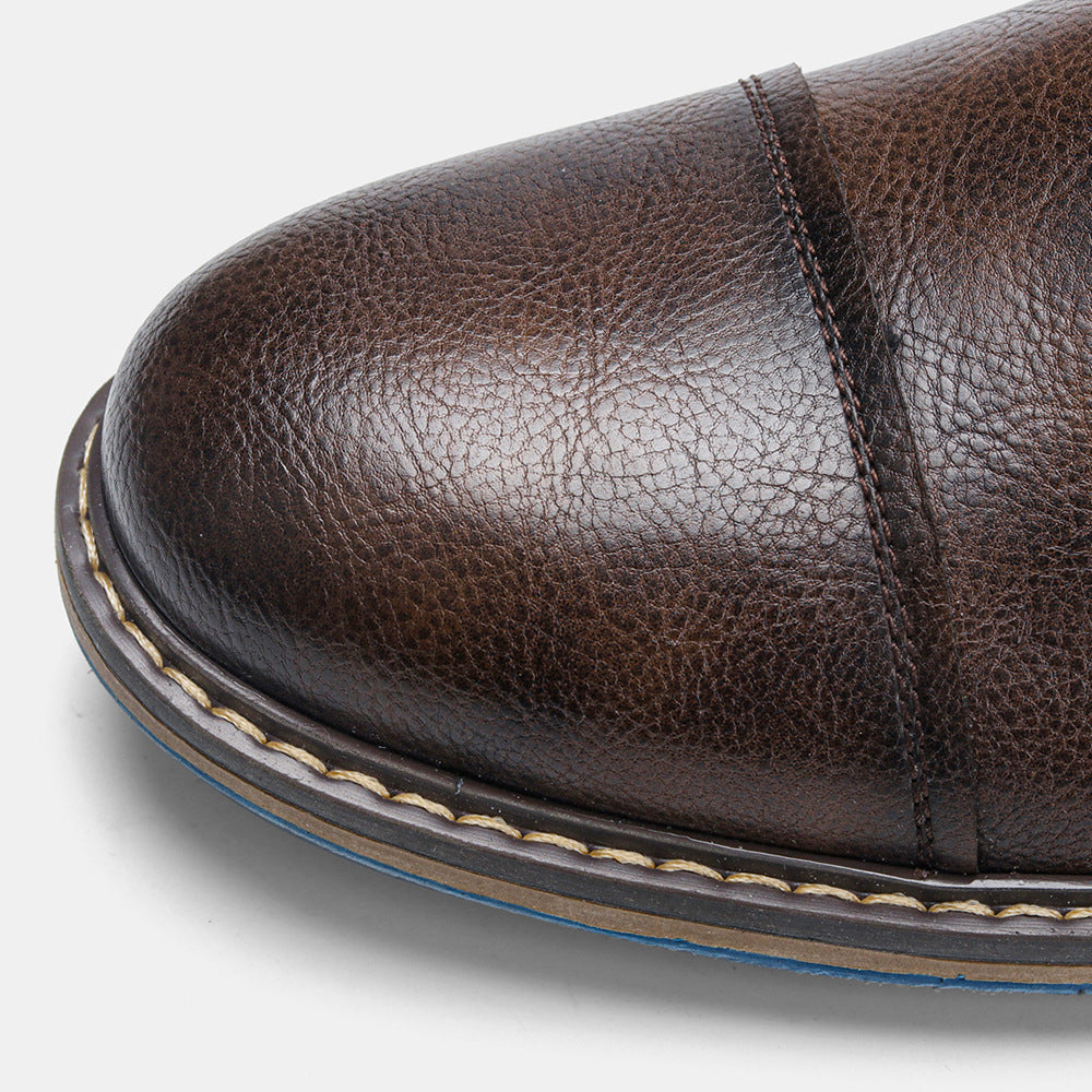 Europese en Amerikaanse Retro Casual Business Derbyschoenen van PU-Leer met Puntige Neus en Vetersluiting voor Heren