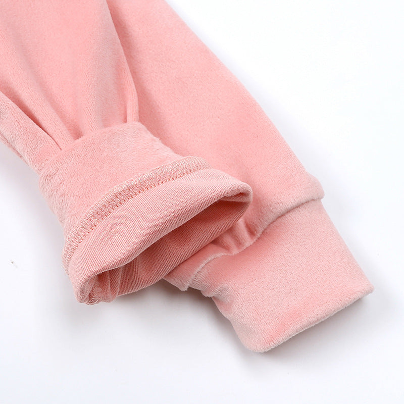 Kinderset 2-delig Fluwelen Sport Sweatvest met Capuchon & Broek voor Kinderen/Tieners