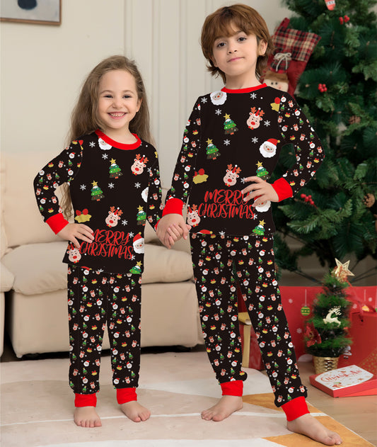 Kerstmis Familie Trendy Casual Matching Kerstpyjama Sets met Kerstmisprint voor Gezin & Koppels