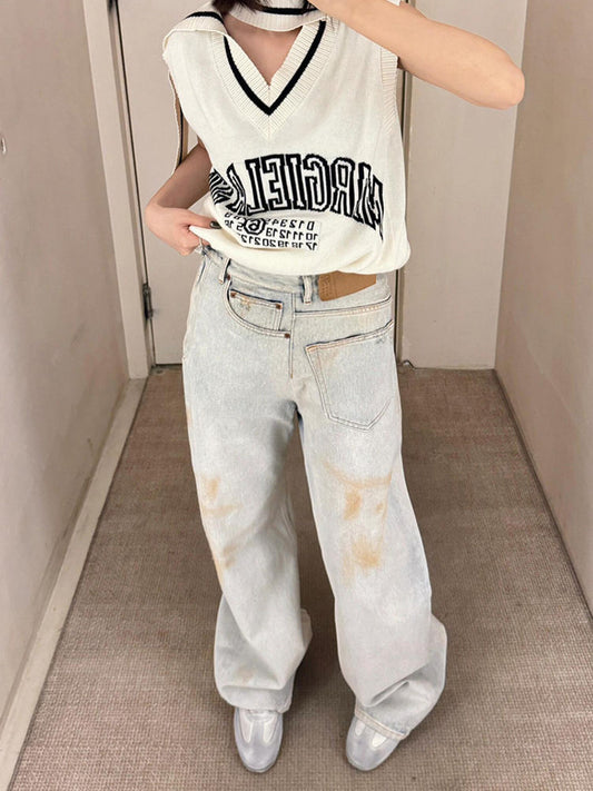 Amerikaanse Retro Stikseljeans voor Dames/ Plus-size/ Meisjes