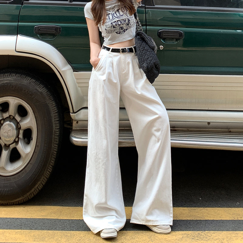 Amerikaanse Stijl Losse Witte Jeans voor Dames/ Plus-size & Meisjes