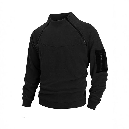 Trendy Koraal Fleece Outdoor Sweatshirt met Ritskraag voor Heren