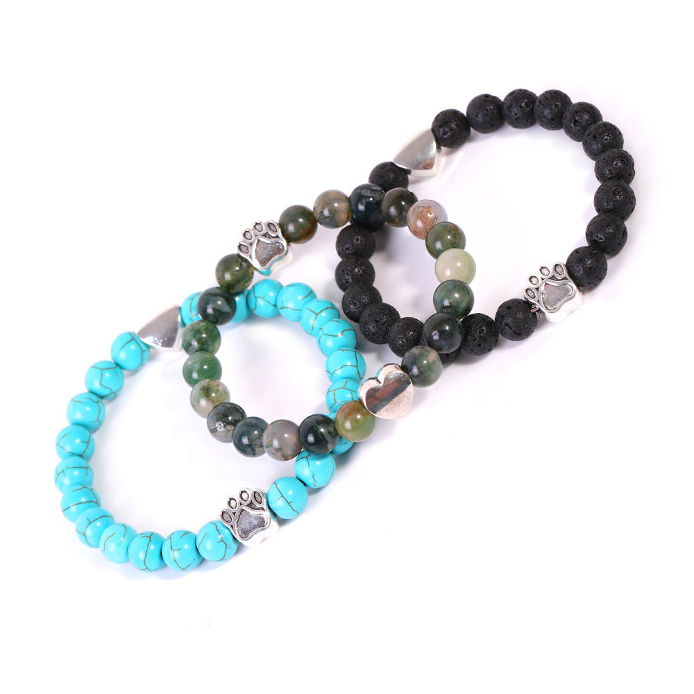 Indiase Tijgeroogsteen Armband met Onyx Hondenpoot in Amerikaanse Stijl voor Unisex