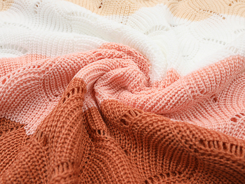 Europese en Amerikaanse Holle Gebreide Trui met Contasterende Kleur en Vleermuismouwen voor Dames & Meiden