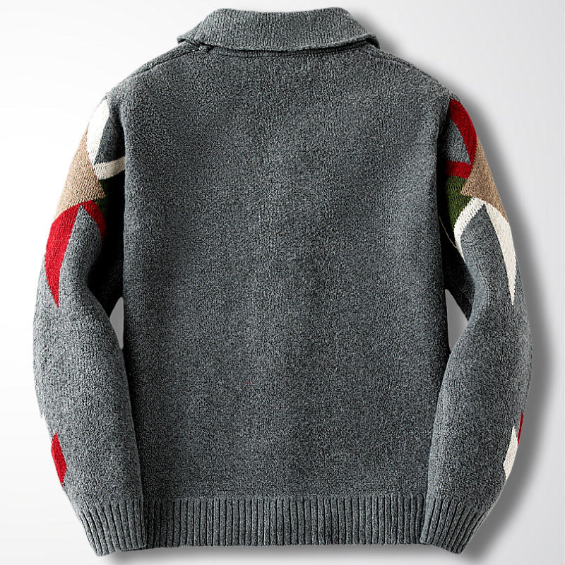 Casual/Business Dikke Gebreide Revers-vest met Knoopsluiting en Geometrisch Patroon voor Heren