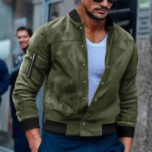 Casual Single-breasted Suède Jacket voor Heren