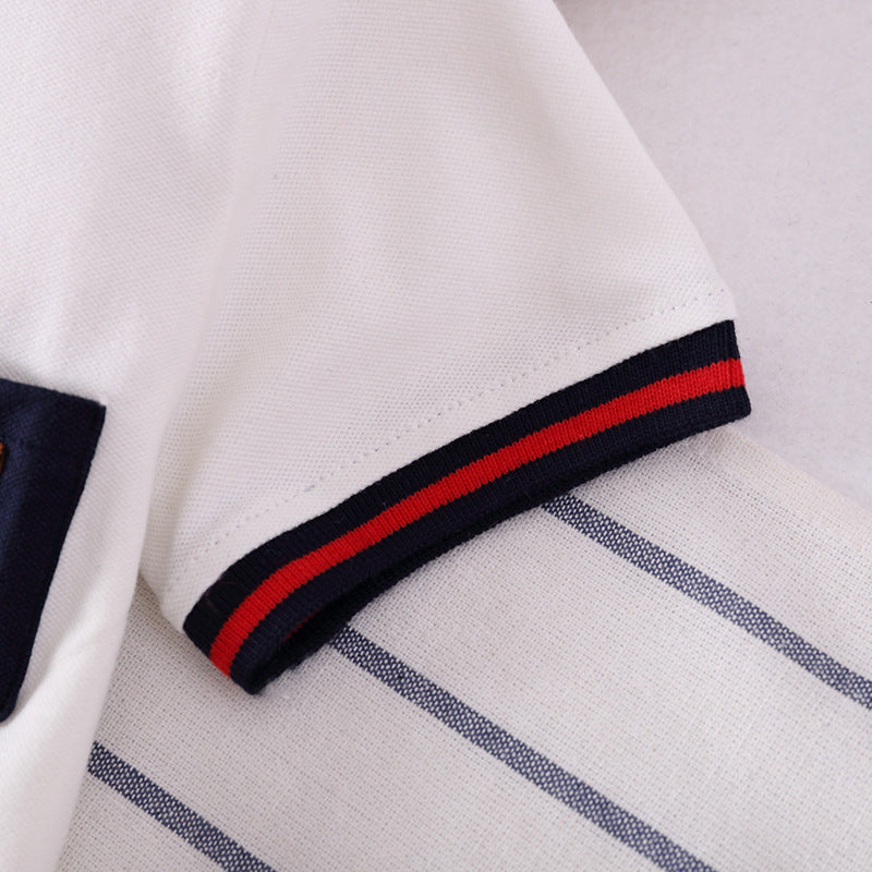 Europese Designer Ontwerp ModIeuze Casual Effen Kleur Poloshirt met Geborduurde Zak met Korte Mouwen voor Kinderen