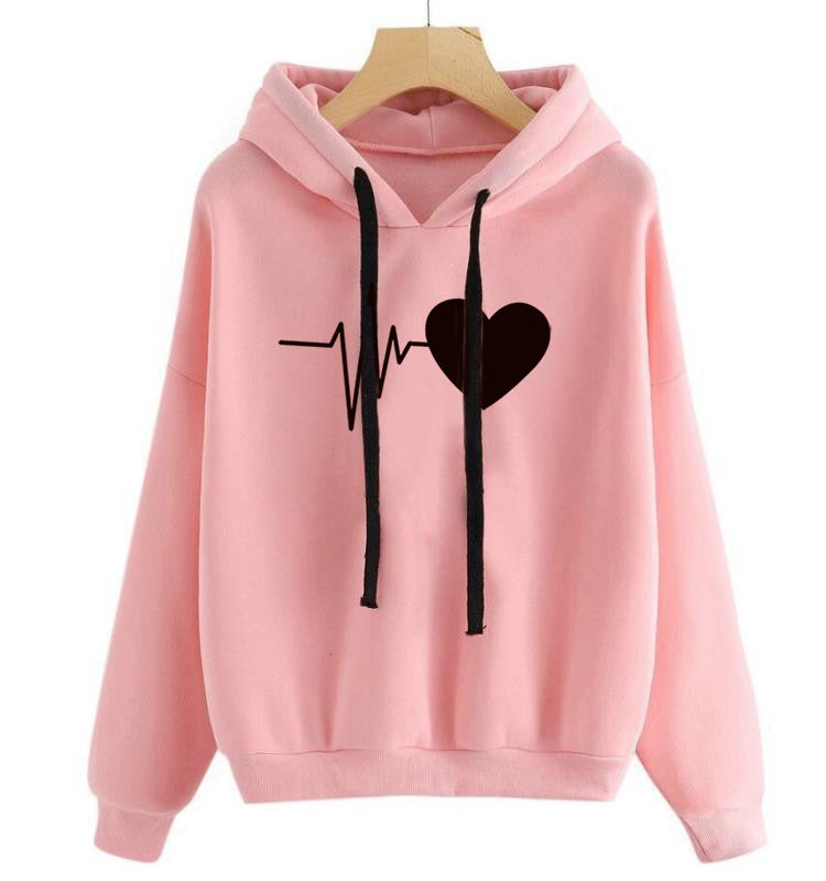 Dames Hartprint Streetwear Hoodies