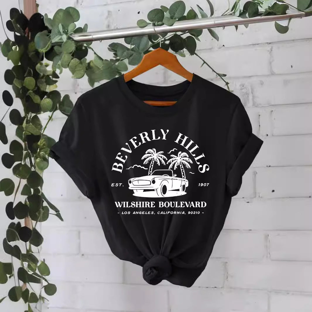 Trendy Moderne Streetwear Effen Kleur Casual Ronde Hals T-shirt met Letterprint en Korte Mouwen voor Dames/Meiden & Plus-Size