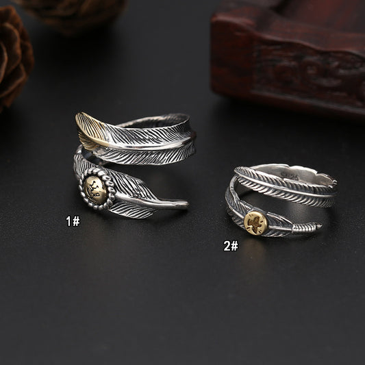 S925 Sterling Zilveren Ring Indiase Veer voor Uniseks