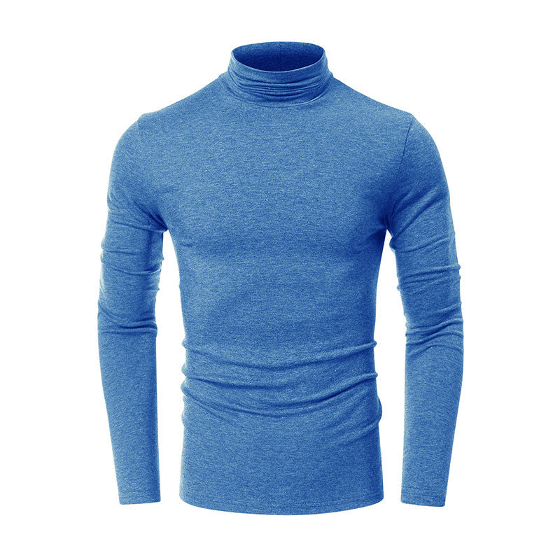 Amerikaanse Casual Elegante Slim-fit Effen Kleur Turtleneck T-shirt met Lange Mouwen voor Heren