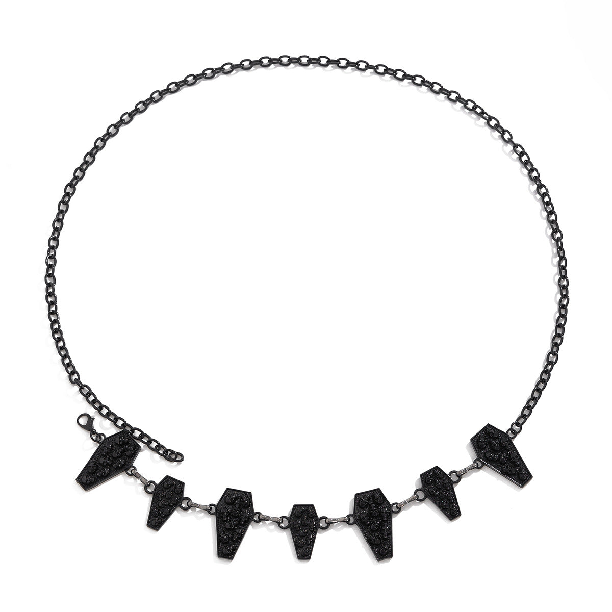 Punkstijl Retro Metalen Enkelvoudige Ronde Tailleketting met Gegraveerde Donkere Gothic Bedeltjes van Legering voor Dames