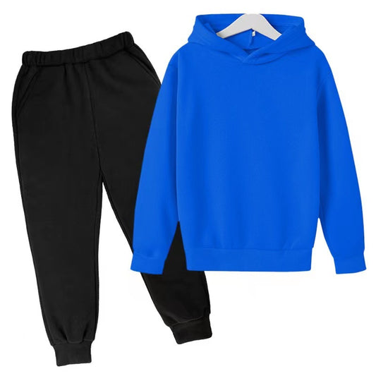 Tweedelige Set Casual Effen Kleur Fleece Hoodie & Joggingbroek voor Kinderen/ Tieners