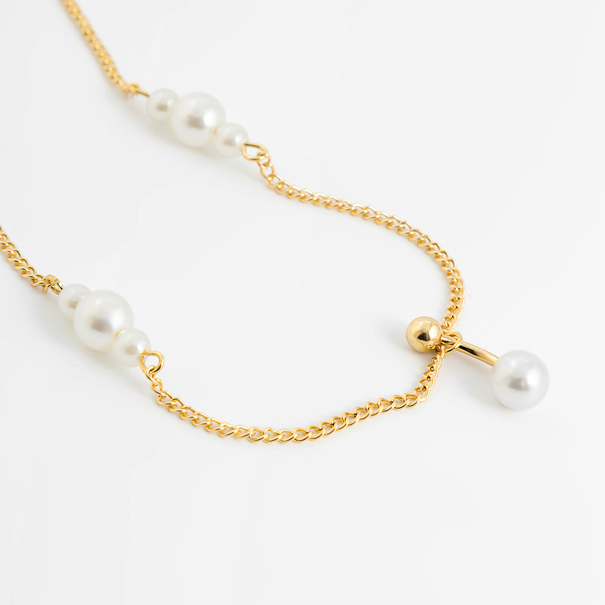 Modieuze Elegante Metalen Zirkoon Tailleketting met Navelpiercing en Imitatie Parel Kwastje voor Dames