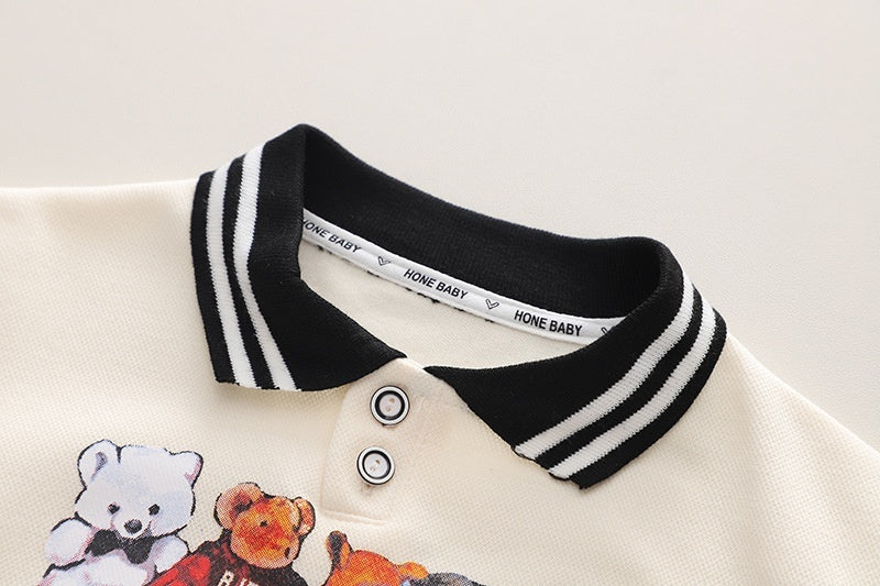 2-delige Kinderoutfit Sweatshirt met Bedrukte Cartoon & Jeans voor Peuters/ Kinderen