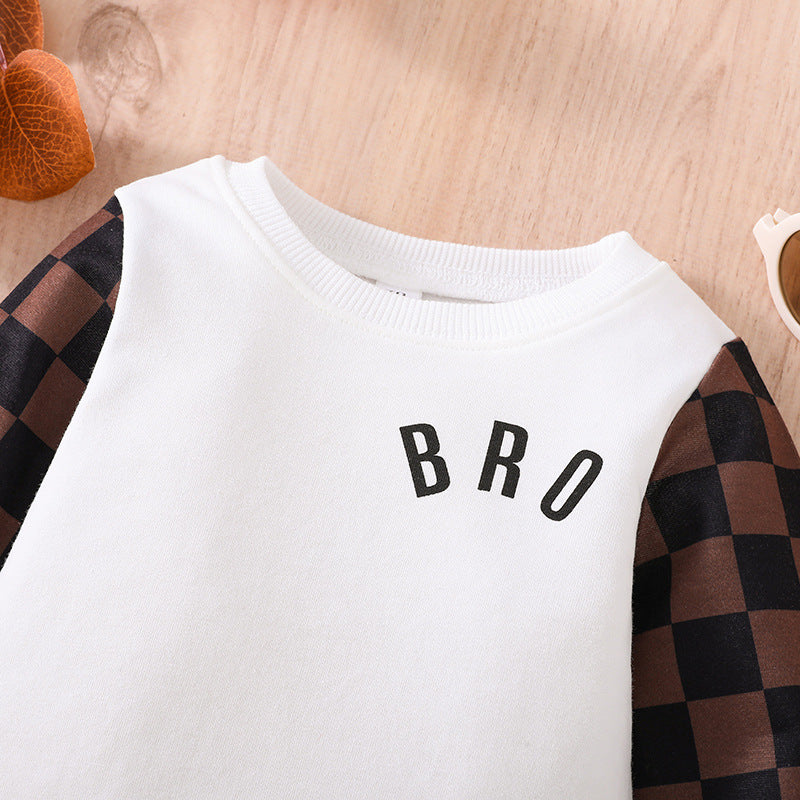 Geruite Sweatshirt met Tekst voor Baby's/Peuters