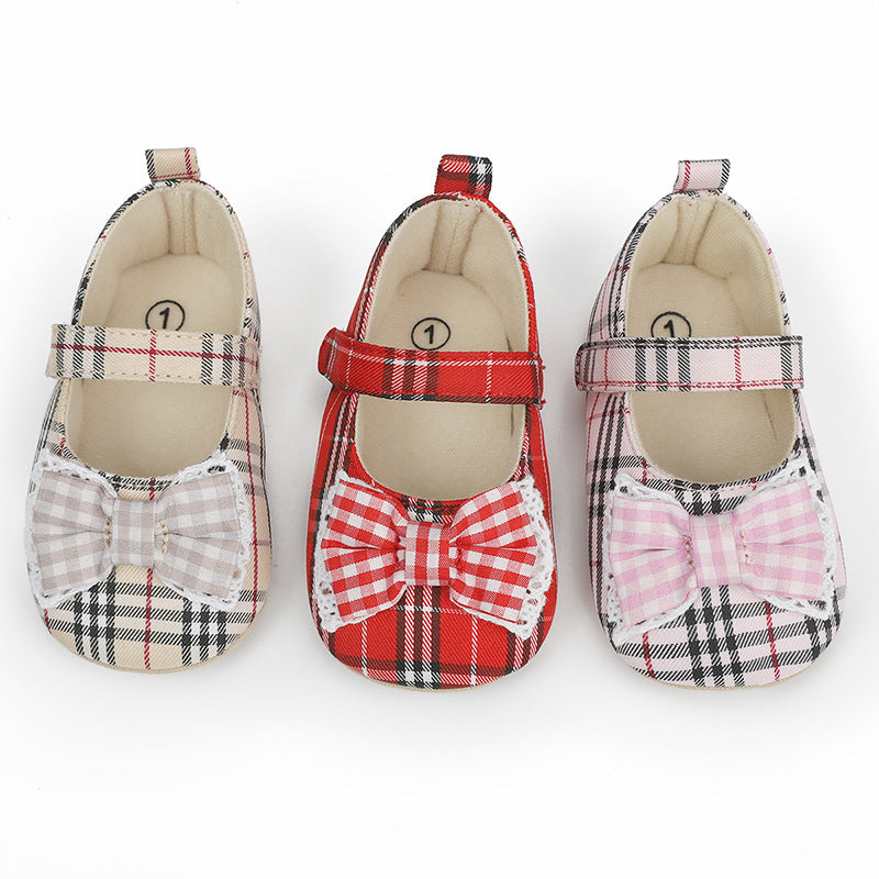 Trendy Klassieke Effen Kleur Geruite Mary Jane Schoenen met Ronde Hals en Decoratieve Strik voor Meisjes