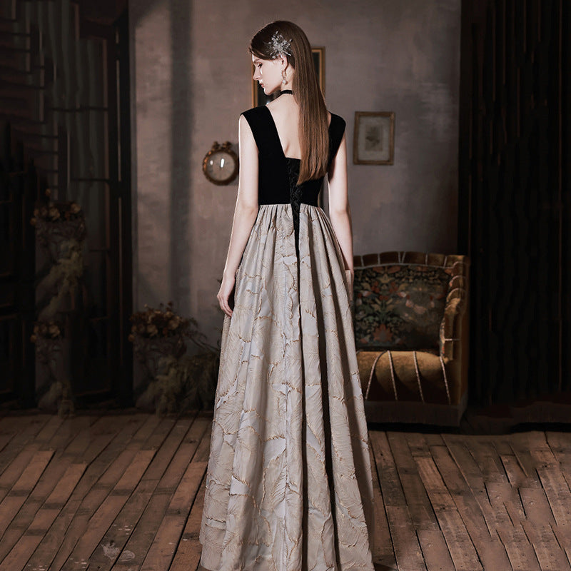 Hepburn Style Elegante Avond/Feestjurk met Patroon en Gleufkraag voor Dames & Plus-size