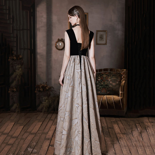 Hepburn Style Elegante Avond/Feestjurk met Patroon en Gleufkraag voor Dames & Plus-size