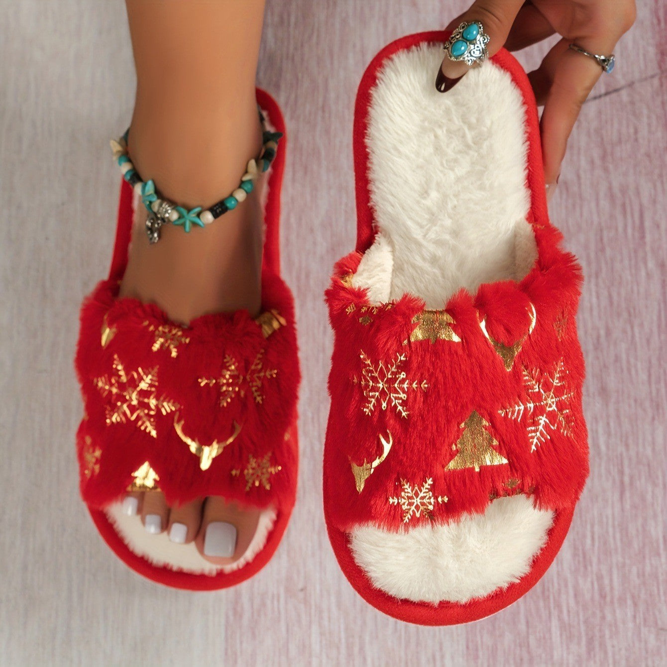 Casual Kerstmis/Katten Katoenen Gesloten/Open Teen Pantoffels met Pluche voor Unisex