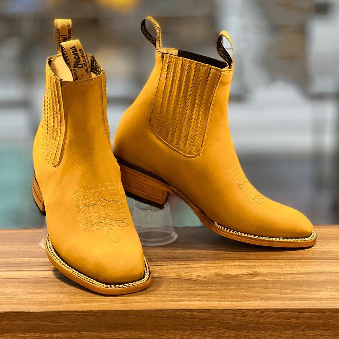 Europese en Amerikaanse Stijlvolle Effen Kleur Ariat Cowboylaarzen van Echt Leer met Geborduurde Patroon voor Heren