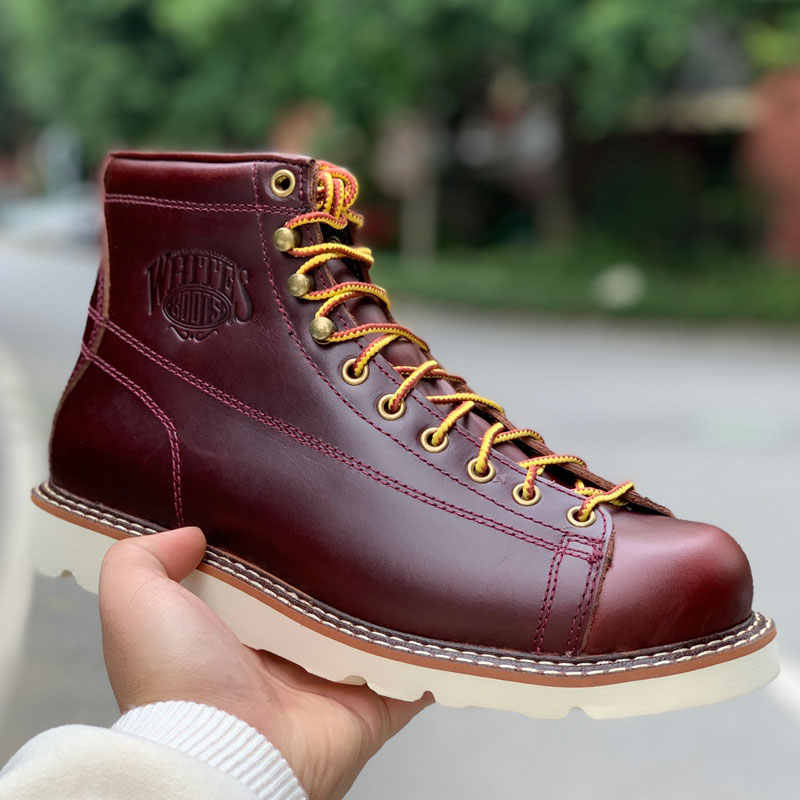 Amerikaanse Stijlvolle Retro Casual Effen Kleur Korte Workboots van Echt Leer met Doorlopende Vetersluiting voor Heren