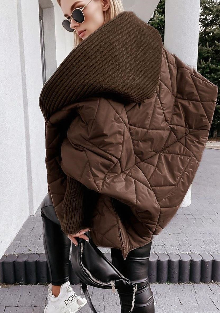 Amerikaanse Designer Casual Diamond Lattice Hooded Lange Mouw Jas voor Dames & Plus-size