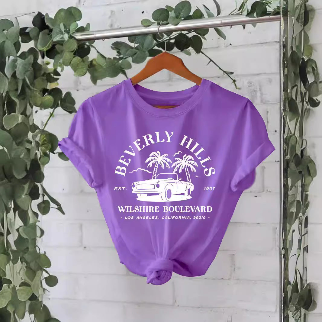 Trendy Moderne Streetwear Effen Kleur Casual Ronde Hals T-shirt met Letterprint en Korte Mouwen voor Dames/Meiden & Plus-Size