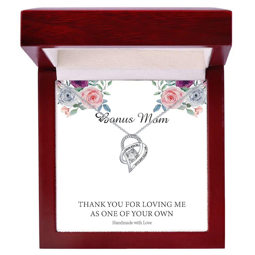 Stijlvolle Modieuze Roestvrijstalen "LOVE YOU MOM" Halsketting en Hartvormige Hanger met Zirkoon voor Dames