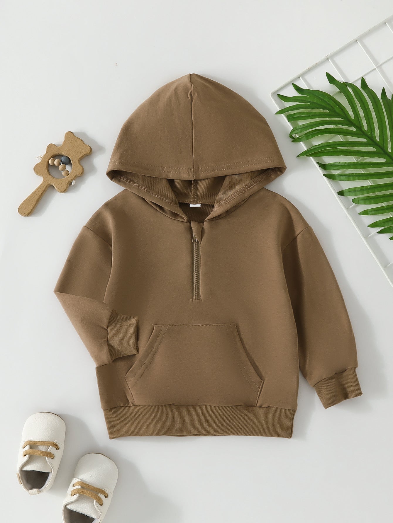 Effen Snoepkleurige Hoodie met Rits in Europese en Amerikaanse Stijl voor Kinderen