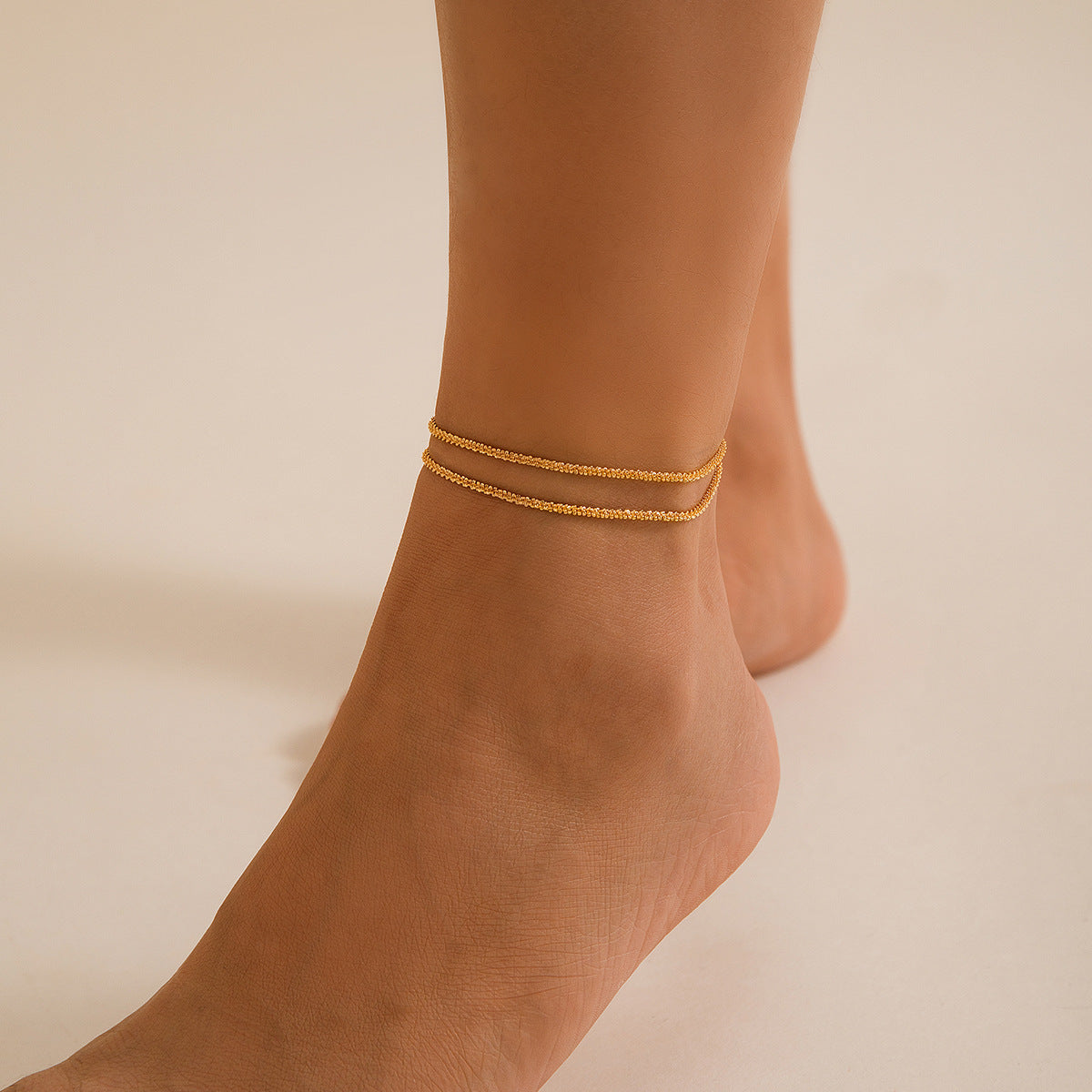 Stijlvolle Elegante Universele Glinsterende Dunne Metalen Enkelbandje voor Dames