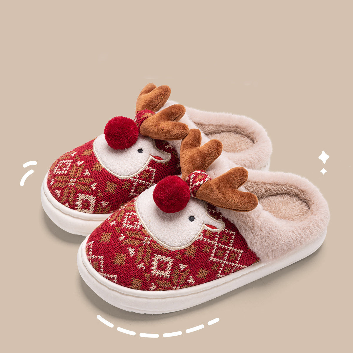 Kerstmis Modieuze Schattige Antislip Winter Kerstpantoffels van Pluche voor in Huis voor Dames & Meiden