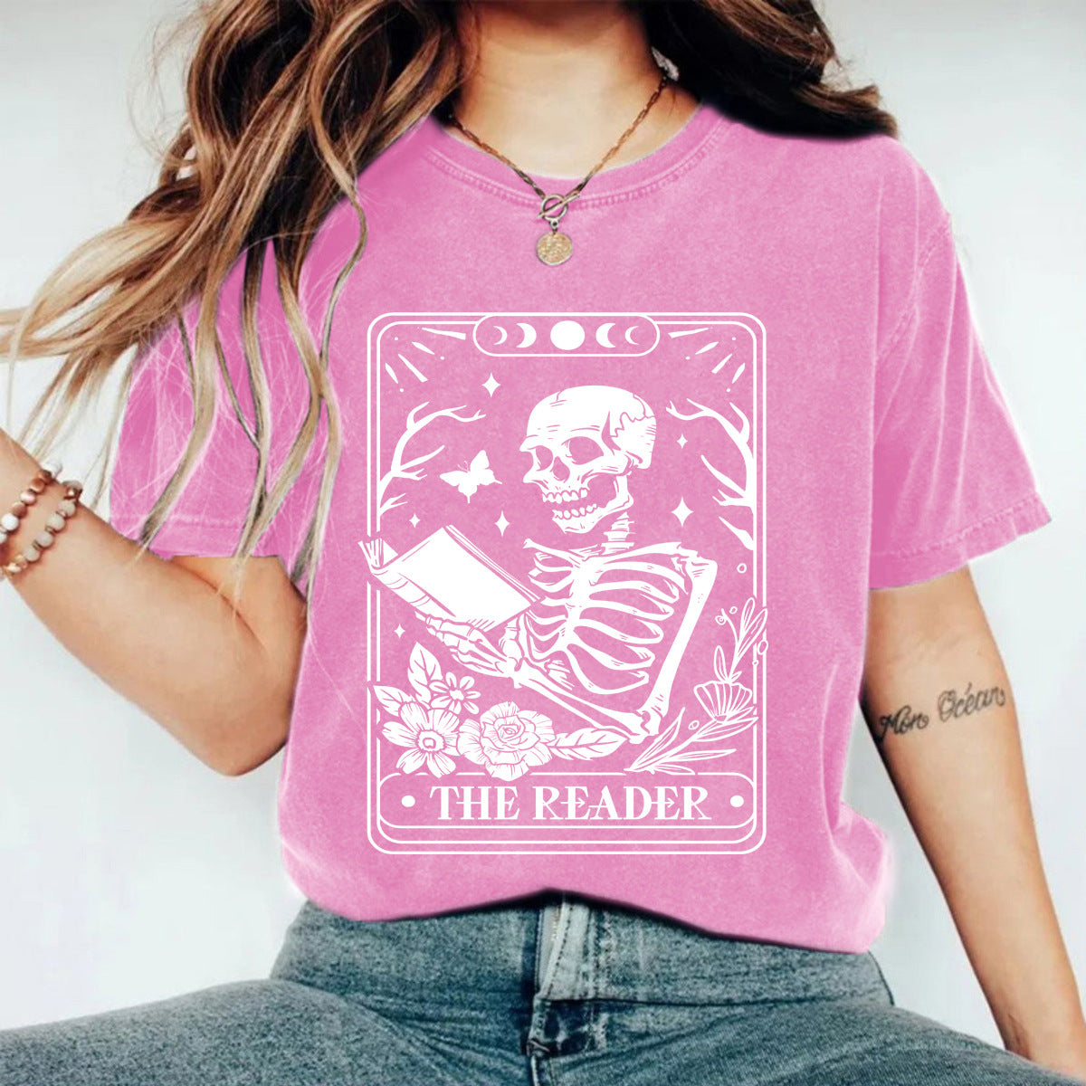 Stijlvolle Effen Kleur Casual Vintage Ronde Hals T-shirt met Cartoonprint en Korte Mouwen voor Dames & Plus-Size