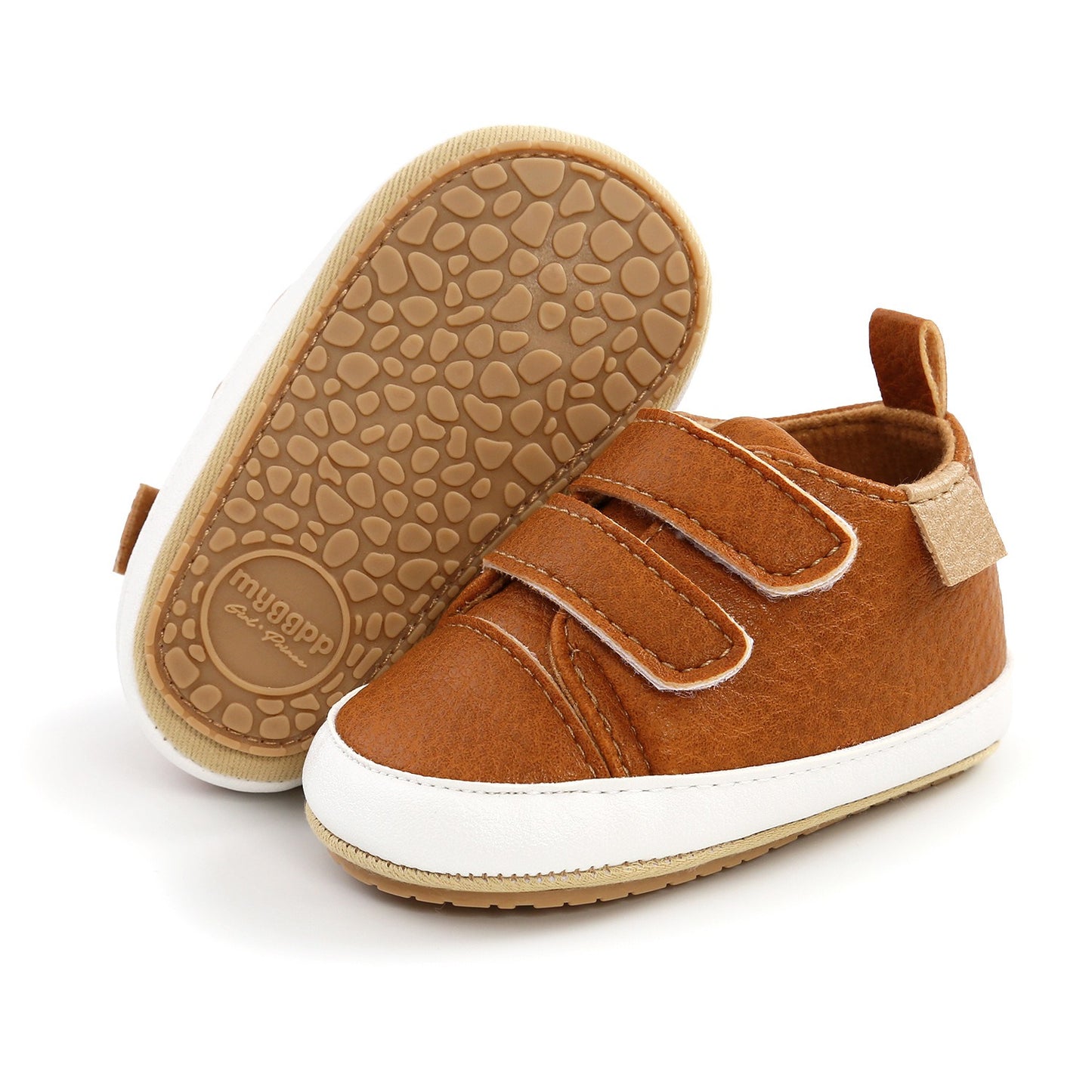 Eenvoudige Casual Effen Kleur Comfortabele Sneakers van PU-Leer met Klittenbandsluiting en Ronde Neus voor Kinderen