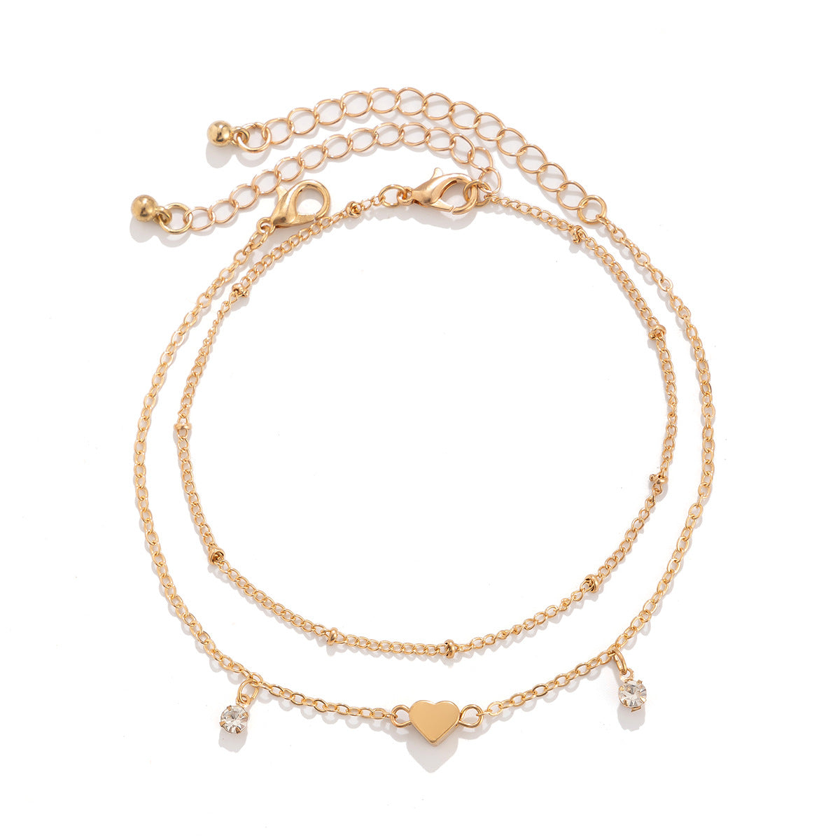 Strandstijl Elegante Metalen Strass-steentjes Enkelbandje met Diverse Bedeltjes/ Imitatie Parels