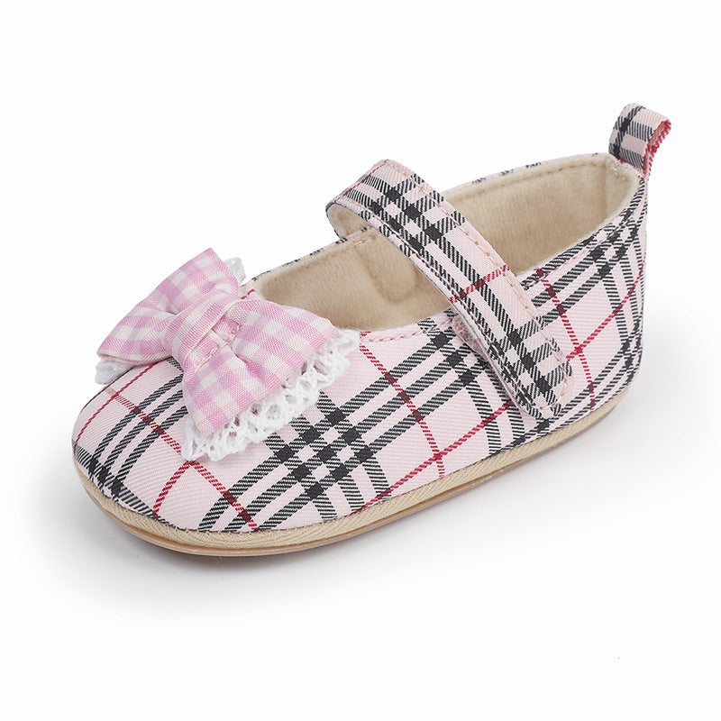 Trendy Klassieke Effen Kleur Geruite Mary Jane Schoenen met Ronde Hals en Decoratieve Strik voor Meisjes