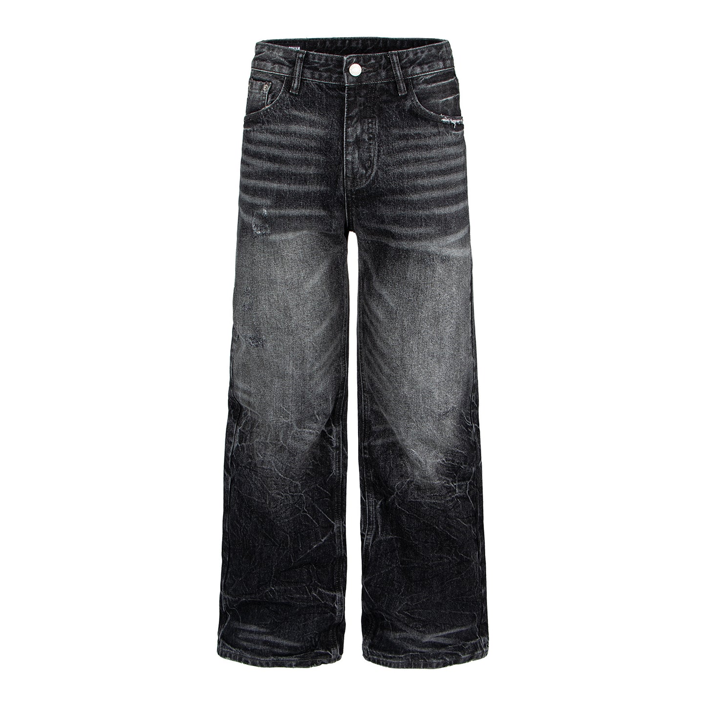 Trendy Stijlvolle Effen Kleur Distressed Casual Vintage Washed Demin Jeans met Bliksempatroon en Rechte Pijpen voor Unisex