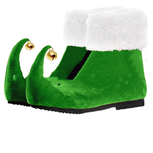 Kerstmis Winterse Warme Schattige Rode/Groene Elf Schoenen met Kerstbel  voor Unisex
