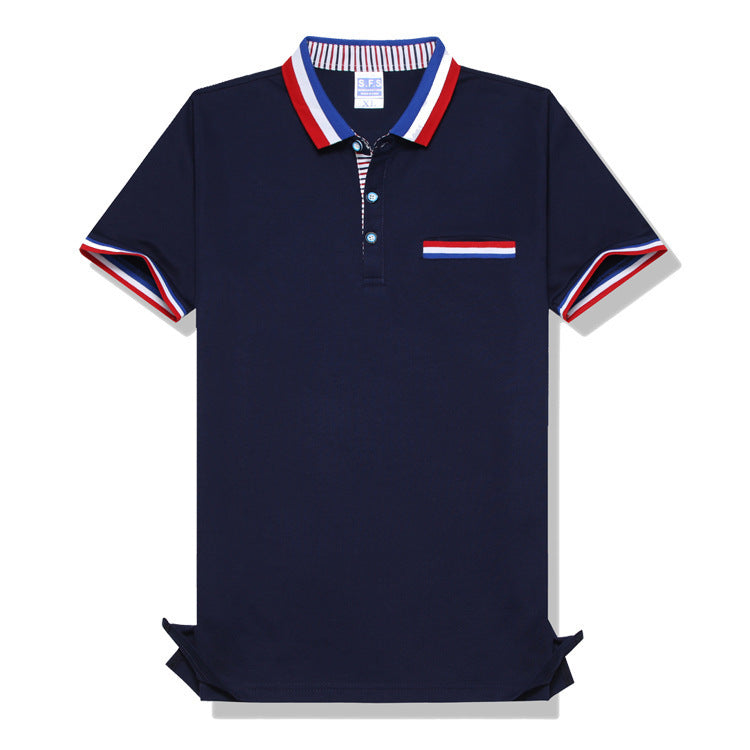 Europese Stijlvolle Casual Gestreepte Revers Poloshirt met Korte Mouwen en Knoopsluiting voor Kinderen