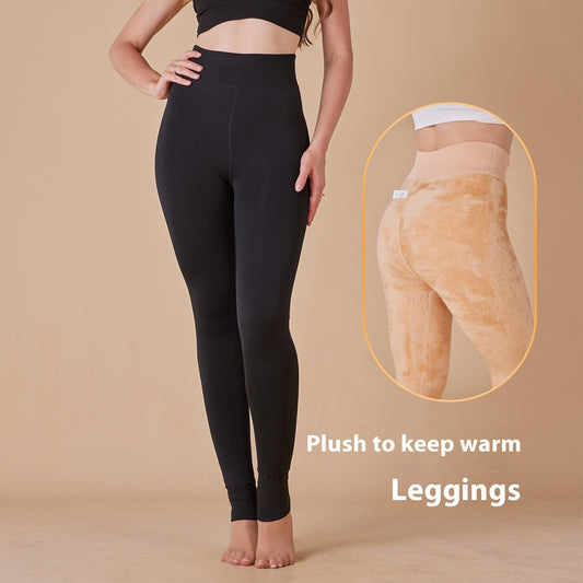 Trendy Casual Winter Warme Effen Kleur Dikke Enkel/ Hiel Legging met Gevoerde Fleece voor Dames