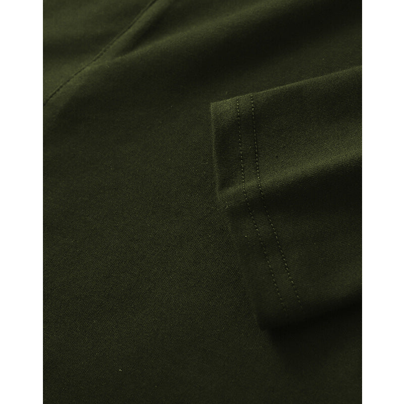 Amerikaanse Casual Effen Kleur Ronde Hals Henley T-shirt met Lange Mouwen en Korte Knoopsluiting voor Heren