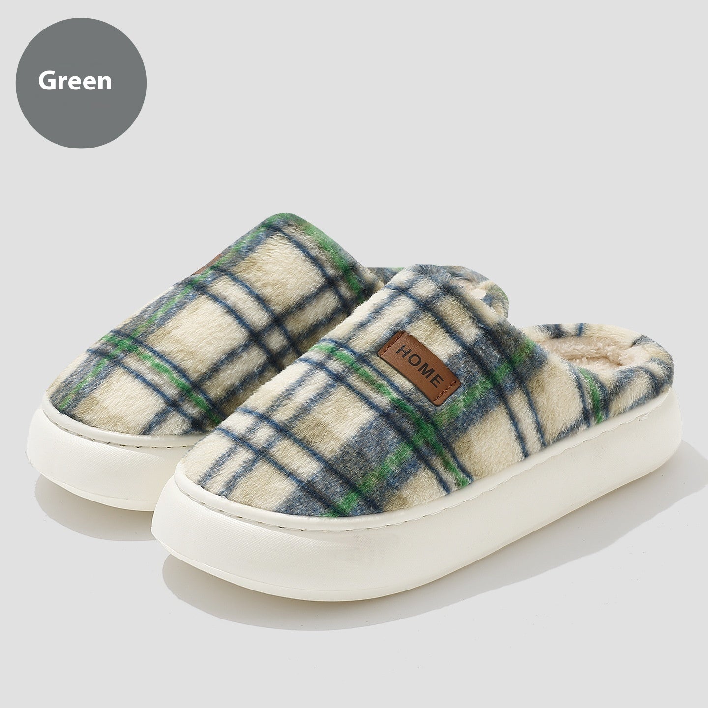 Winterse Comfortabele Gestreepte Warme Pantoffels met Anitslip voor Dames