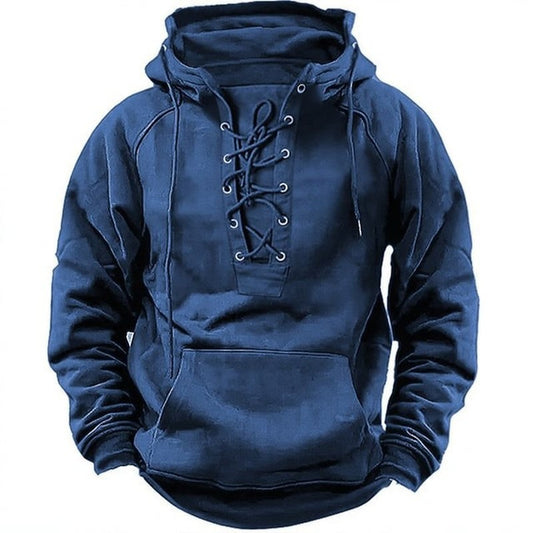 Men's Outdoor Retro Lace-up Hoodie