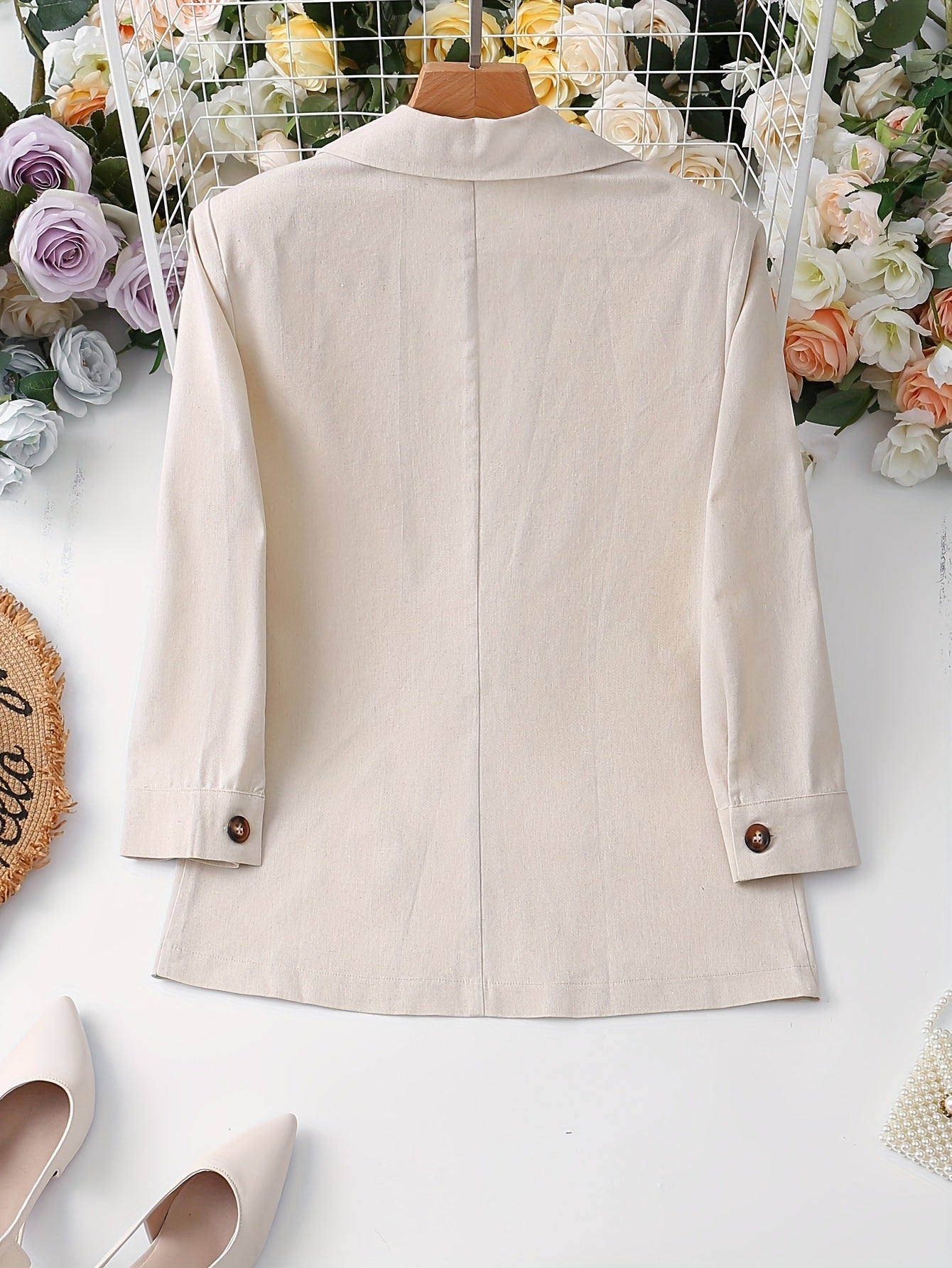 Elegante Lichtgrijze Blazer voor Dames & Plus-size